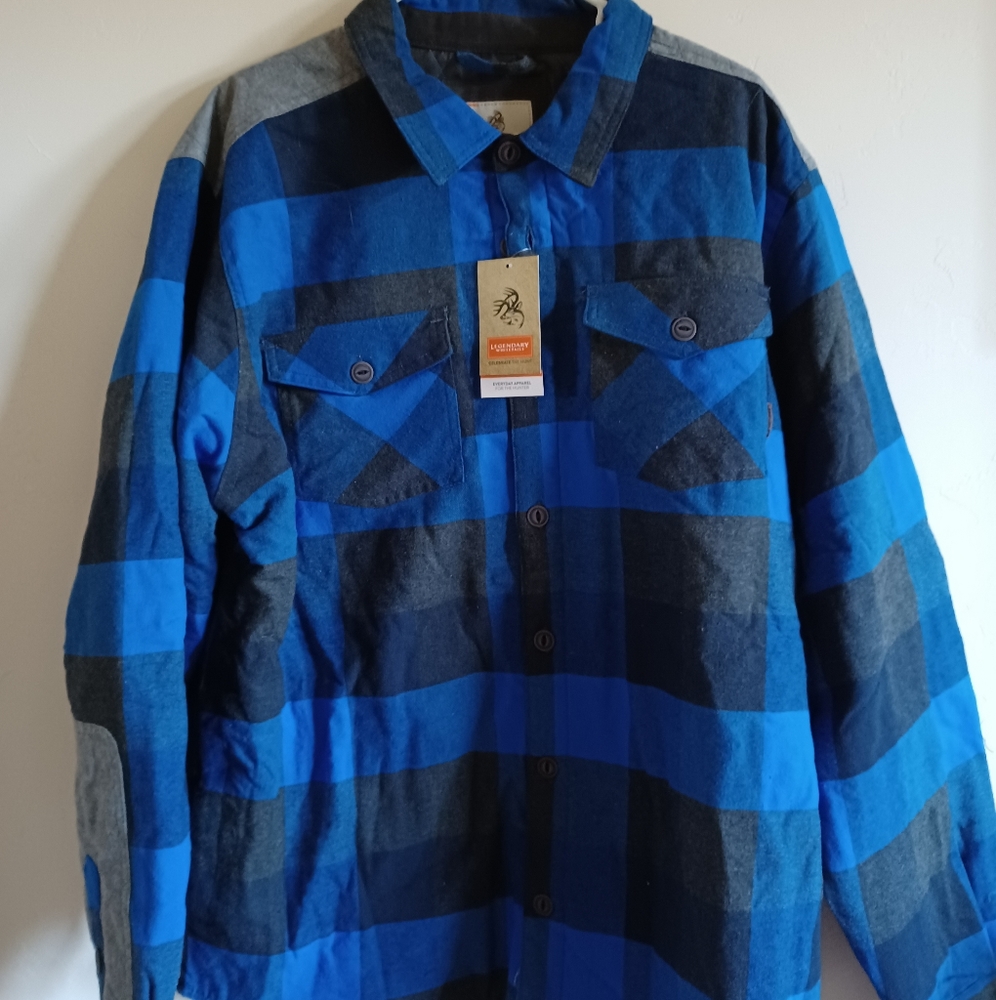 Mens blue heavy weight flannel jacket
